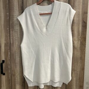 Anthropologie White V-Neck Sweater Vest